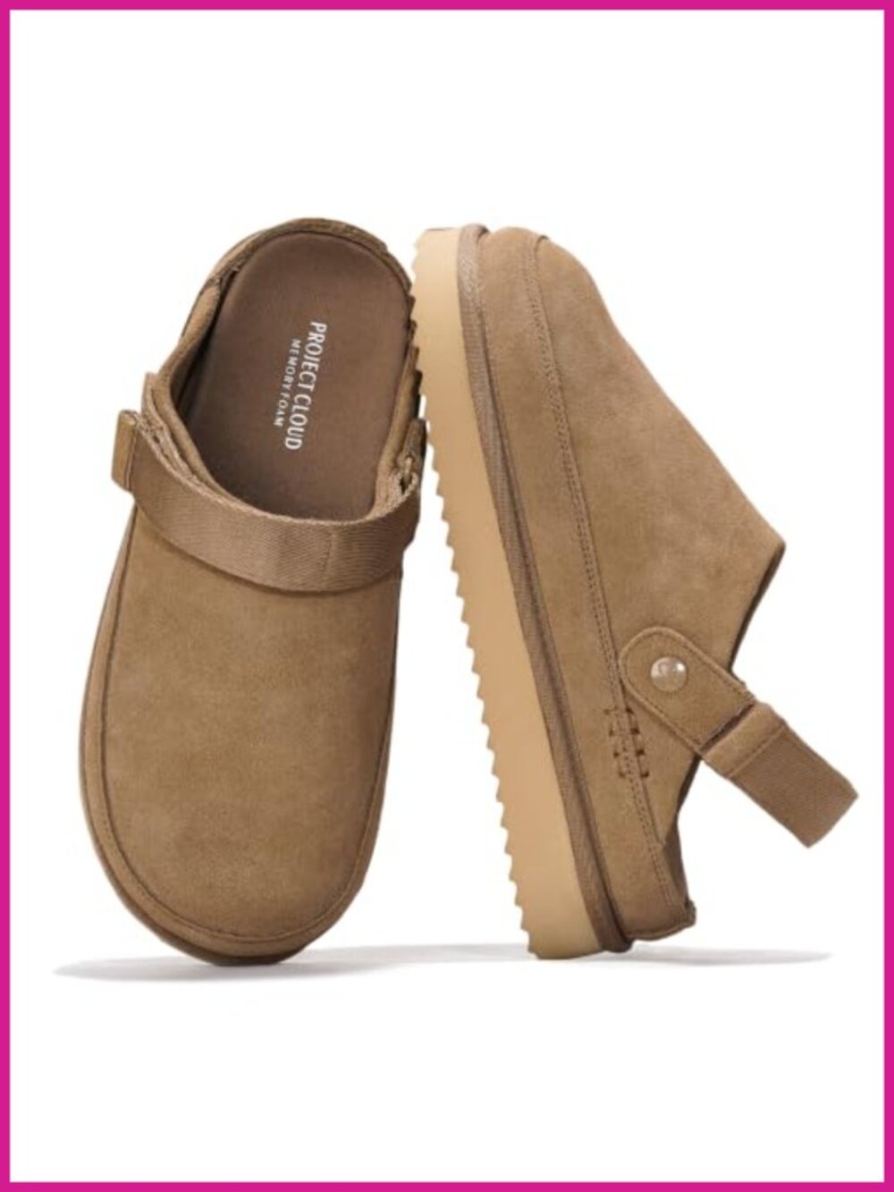 Genuine Leather Platform Clogs Women Slip-On Mules Memory Foam